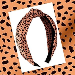 New Brown Cheetah Print Knot Fabric Headband